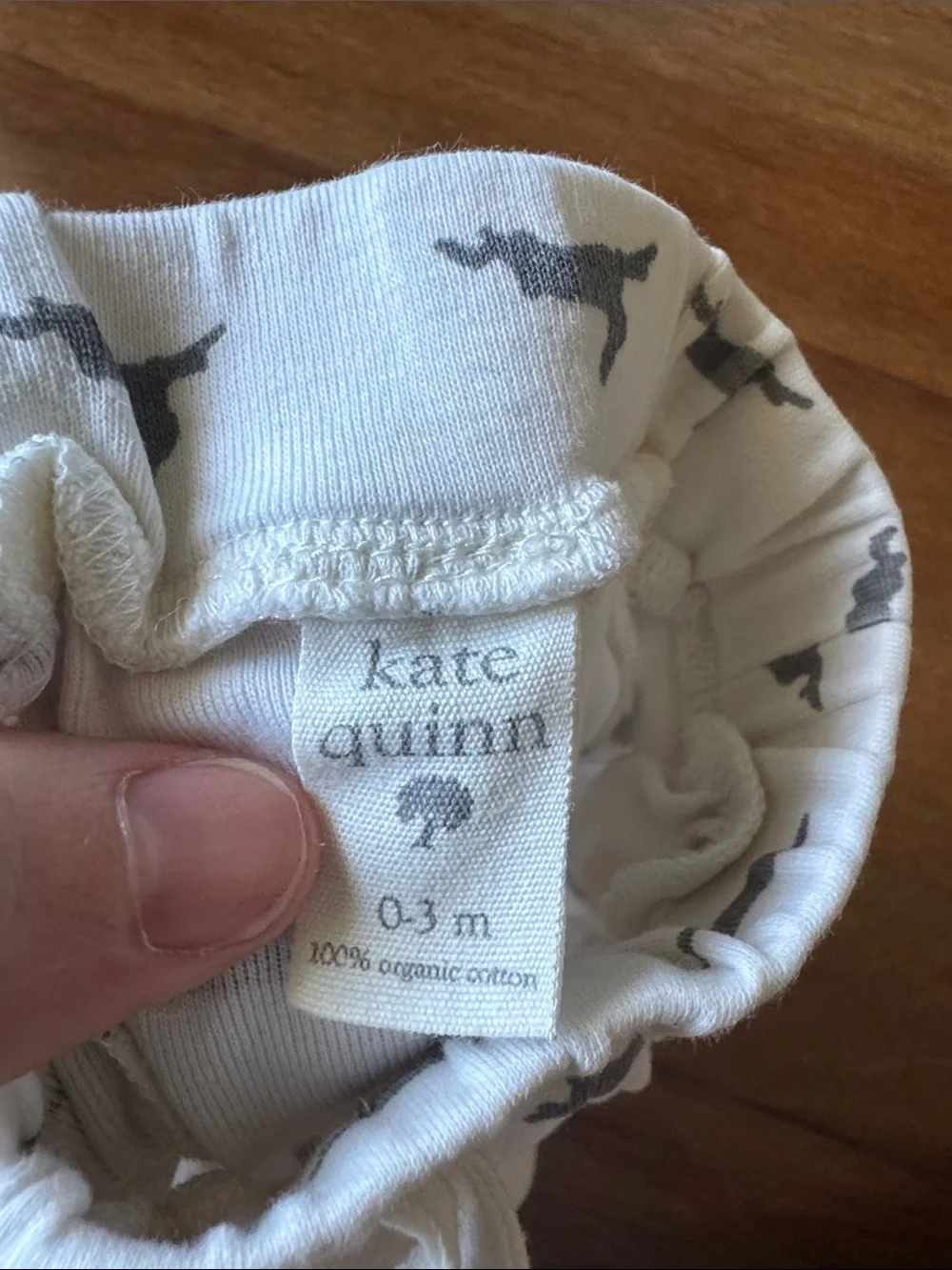 kate quinn Cream Joggers with Gray Rabbit Print organic cotton